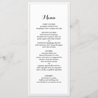 Elegant Border Minimalist Weddenrenmenu Menu