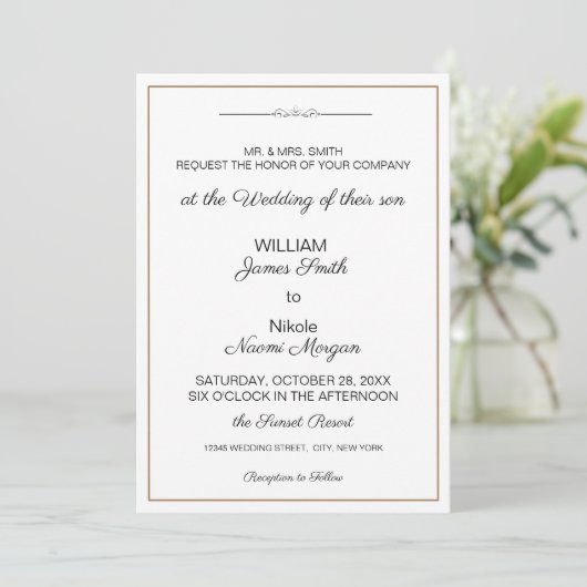 Elegant Border minimalistische trouwuitnodiging Save The Date (Staand voorkant)
