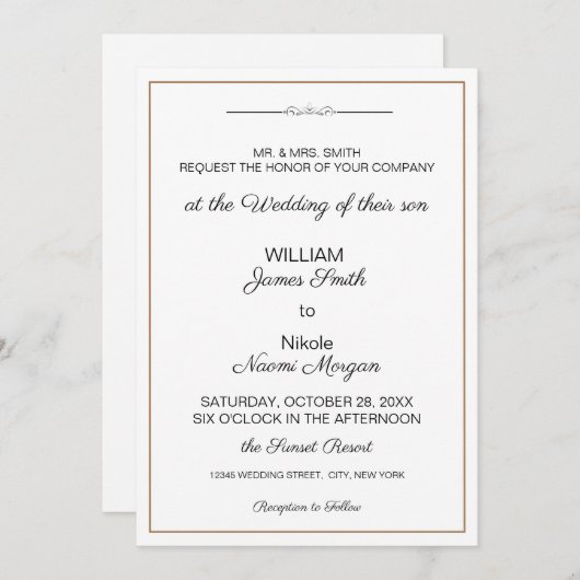 Elegant Border minimalistische trouwuitnodiging Save The Date (Voorkant / Achterkant)