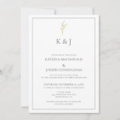 Elegant Border Monogram Salie groen blad Minimalis Kaart (Voorkant)