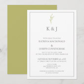 Elegant Border Monogram Salie groen blad Minimalis Kaart (Voorkant / Achterkant)