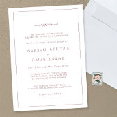 Elegant Border Roos Gold Wedding Uitnodiging