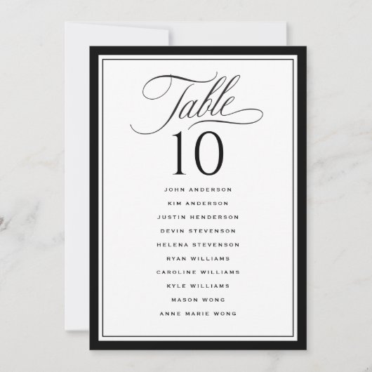 Elegant Border Wedding Seating Chart Table Numbers (Voorkant)