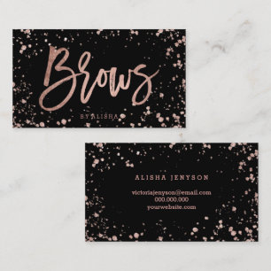 Elegant bordes script roos gold confetti splatters visitekaartje