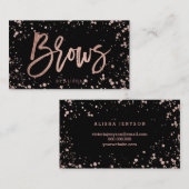 Elegant bordes script roos gold confetti splatters visitekaartje (Voorkant / Achterkant)