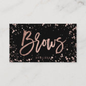 Elegant bordes script roos gold confetti splatters visitekaartje (Voorkant)