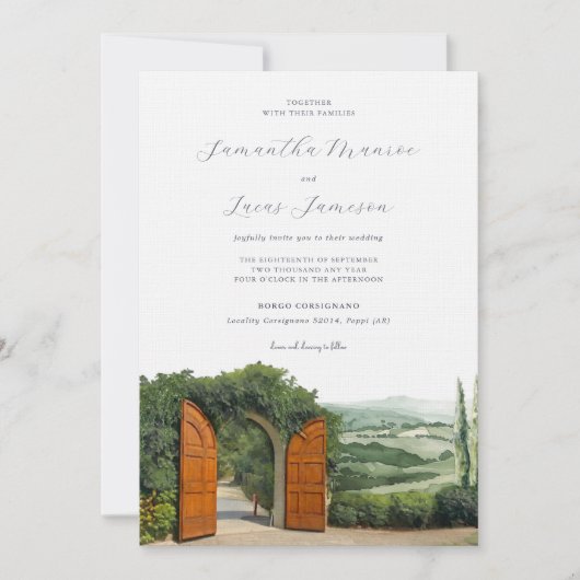 Elegant Borgo Corsignano | Bruiloft Kaart (Voorkant)