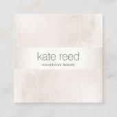 Elegant Borhed White Marble Silver Stripe Vierkante Visitekaartje (Voorkant)