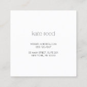 Elegant Borhed White Marble Silver Stripe Vierkante Visitekaartje (Achterkant)