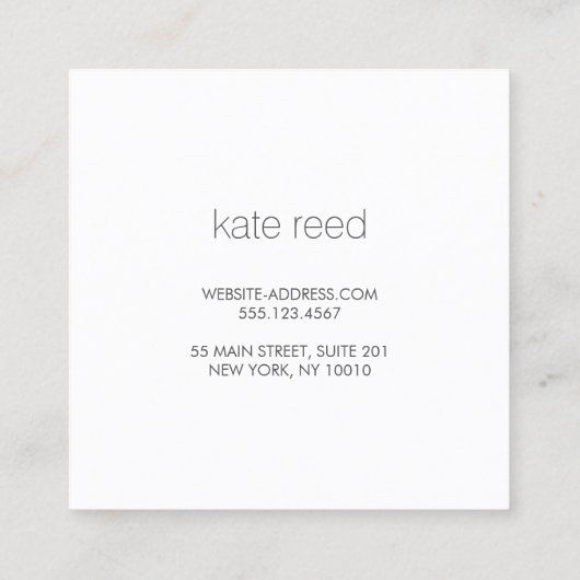 Elegant Borhed White Marble Silver Stripe Vierkante Visitekaartje (Achterkant)