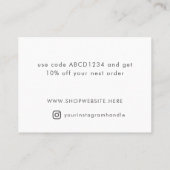 Elegant borstelkalligrafie Dank u kleine ondernemi Kortingskaartje (Achterkant)