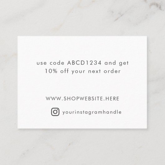 Elegant borstelkalligrafie Dank u kleine ondernemi Kortingskaartje (Achterkant)