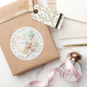 Elegant bos baby shower cadeautje ronde sticker