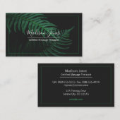Elegant Bos Botanische Groene varen blad, zwart Visitekaartje (Voorkant / Achterkant)