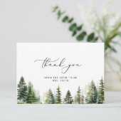 Elegant bos dennenbomen vrijgezellenfeest dank u kaart (Staand voorkant)