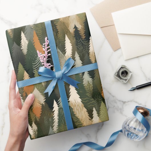 Elegant bos dennenboom patroon cadeaupapier (Geschenken)