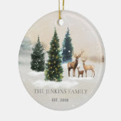 Elegant Bos Familie Foto Kerstmis Keramisch Ornament (Links)