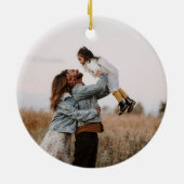 Elegant Bos Familie Foto Kerstmis Keramisch Ornament (Achterkant)