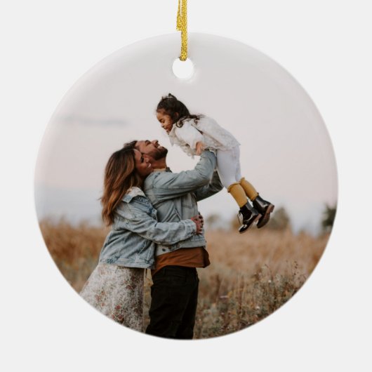 Elegant Bos Familie Foto Kerstmis Keramisch Ornament (Achterkant)