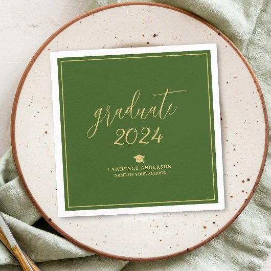 Elegant Bos Groen 2024 Afstuderen Afstuderen Servet