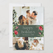 Elegant bos groen botanisch blad 3 foto feestdagenkaart (Voorkant)