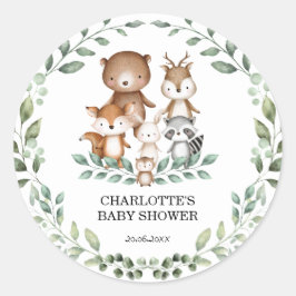 Elegant bos groen dierlijk Baby shower gunst Ronde Sticker