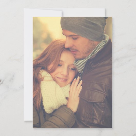 Elegant bos groen en goud script foto bruiloft kaart (Achterkant)