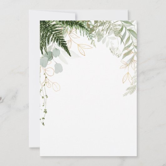 Elegant Bos groen en gouden bruiloft Kaart (Achterkant)