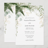 Elegant Bos groen en gouden bruiloft Kaart (Voorkant / Achterkant)