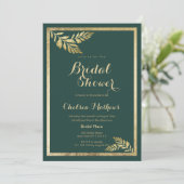 Elegant bos groen Golden Leaf Vrijgezellenfeest Kaart (Staand voorkant)