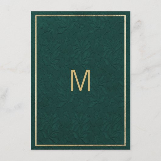 Elegant bos groen goud bloemenkant Registry Informatiekaartje (Achterkant)