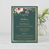 Elegant bos groen goud roze bloemen bruiloft Menu (Staand voorkant)