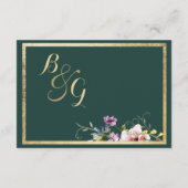 Elegant bos groen goud roze bloemen Details Kaart (Achterkant)
