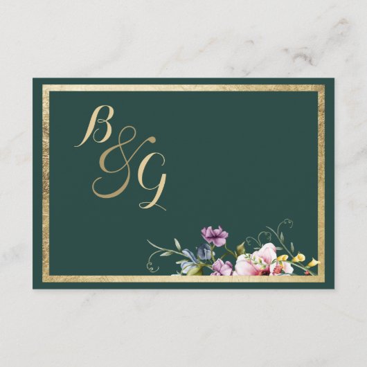 Elegant bos groen goud roze bloemen Details Kaart (Achterkant)