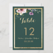 Elegant bos groen goud roze bloemen Tafel Nummer Kaart (Voorkant)