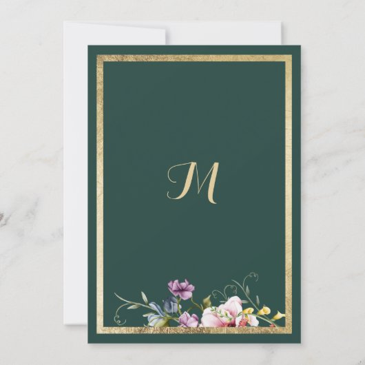 Elegant bos groen goud roze bloemen Tafel Nummer Kaart (Achterkant)