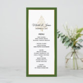 Elegant bos groen goud winter vakantie bruiloft menu (Staand voorkant)