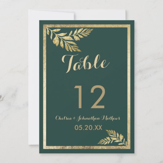 Elegant bos groen gouden blad Tafelnummers (Voorkant)