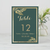 Elegant bos groen gouden blad Tafelnummers (Staand voorkant)