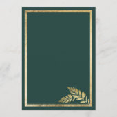 Elegant bos groen gouden blad Wedding Menu (Achterkant)