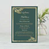 Elegant bos groen gouden blad Wedding Menu (Staand voorkant)