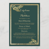 Elegant bos groen gouden blad Wedding Menu (Voorkant)