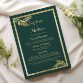 Elegant bos groen gouden blad Wedding Menu