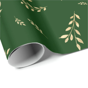 Elegant bos groen gouden folie bladeren cadeaupapier