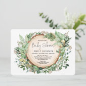 Elegant bos groen tuin Baby shower Party Kaart (Staand voorkant)