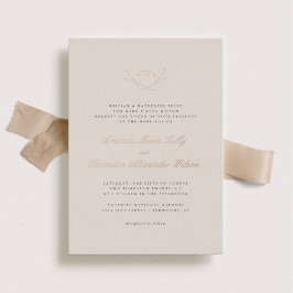 Elegant Bos Monogram Roze Gouden Huwelijk Folie Uitnodiging