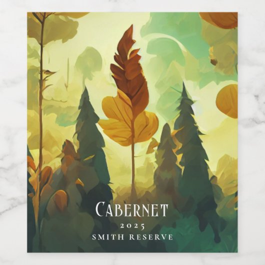Elegant bos Natuur aangepaste wijnetiketten Wijn Etiket (Enkel label)