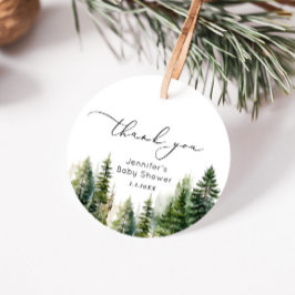 Elegant bos pijnbomen baby shower dank u bedankjes labels