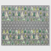 Elegant bos van kerstbomen op staal grijs cadeaupapier (Vlak)