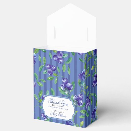 Elegant bosbessen bessenzoet Baby shower Bedankdoosjes (Geopend)